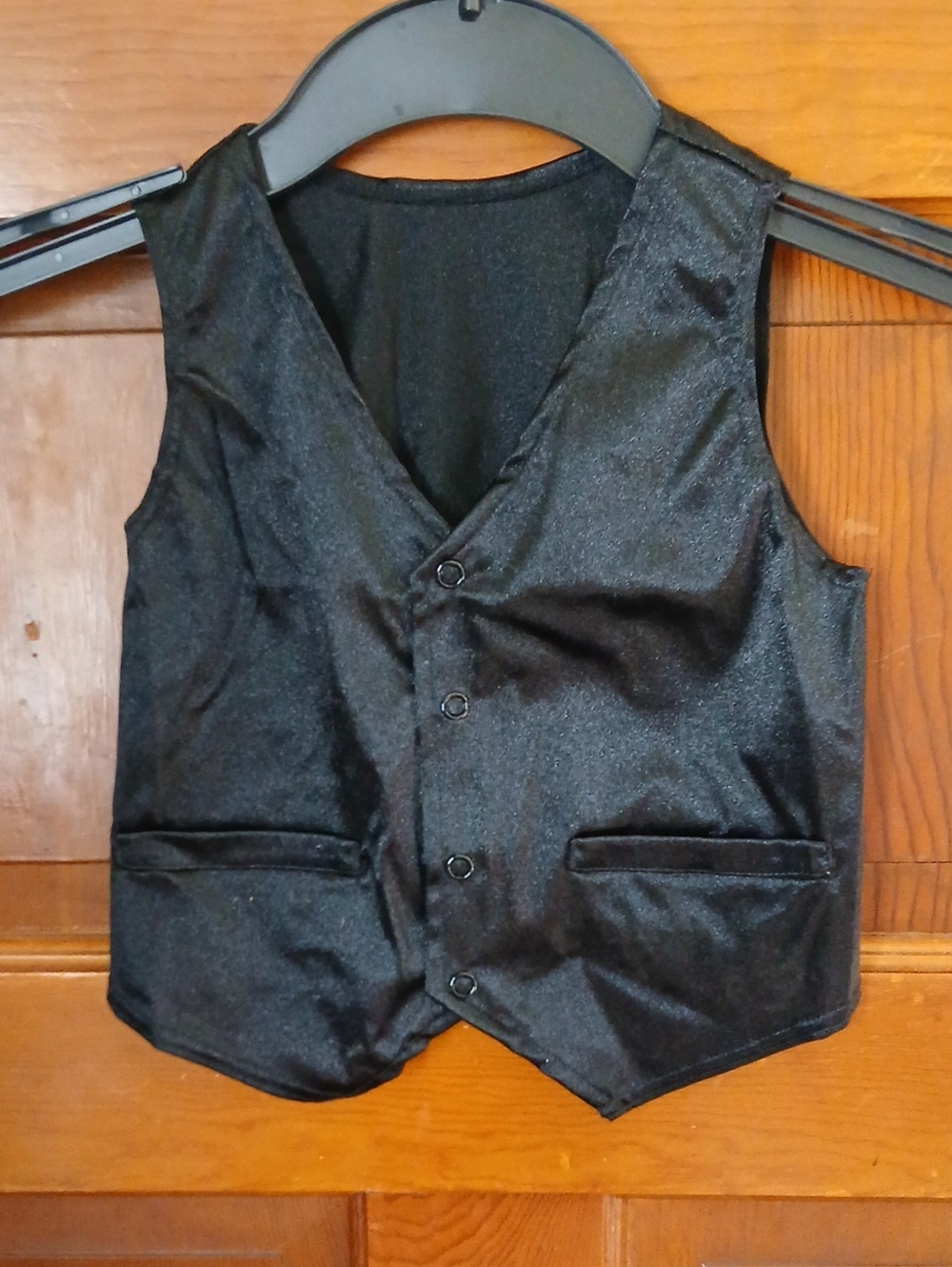 Weissman Black Satin Vest with Button Front